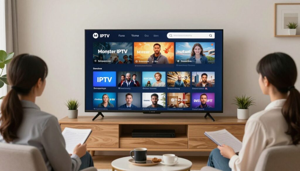 Generate an image representing Monster IPTV's service and features
