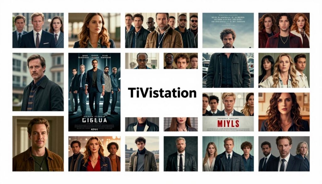 Generate an image representing TiVistation's entertainment offerings with a collage of popular movies and series Generate an image representing TiVistation's entertainment offerings with a collage of popular movies and series