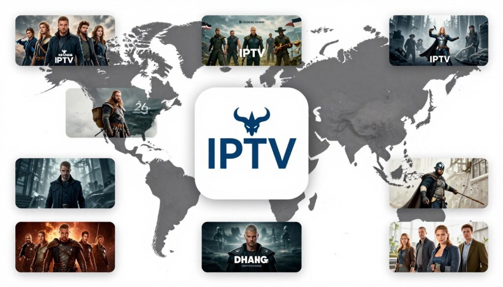 Generate an image representing Viking IPTV's global and local content offerings.