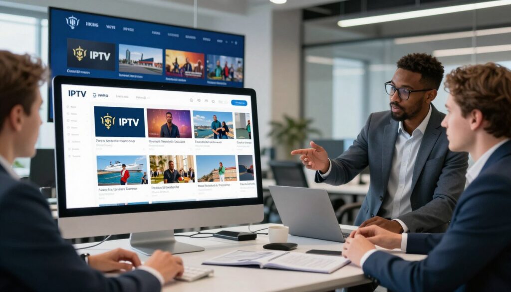 Generate an image representing Viking IPTV's service and features