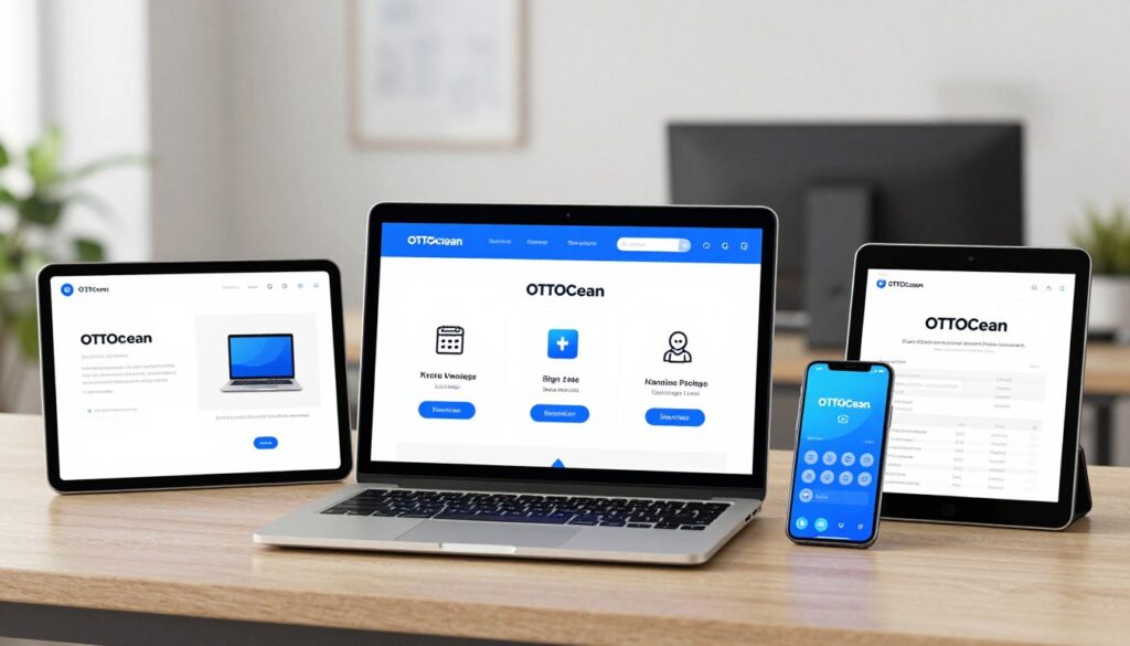 Generate an image showing OTTOcean's various package options on different devices Generate an image showing OTTOcean's various package options on different devices