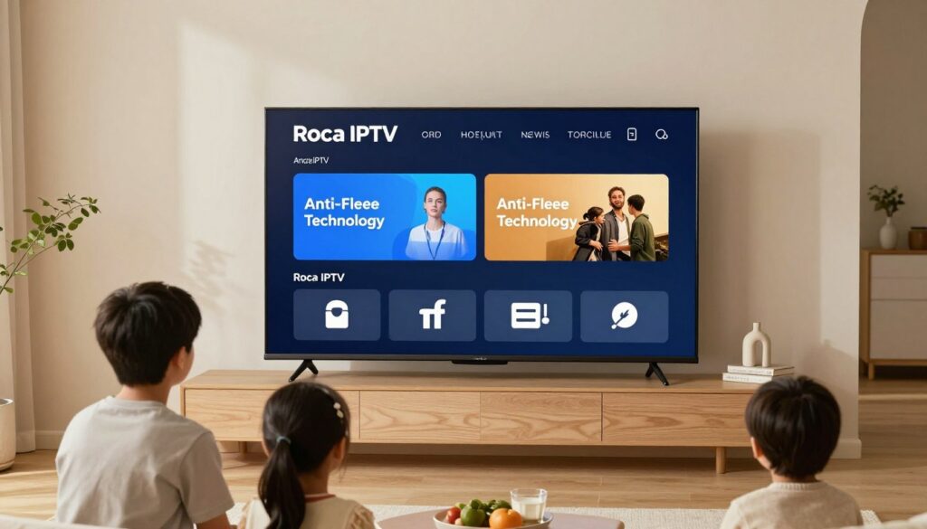 Generate an image showing Roca IPTV's Anti-Freeze Technology in action. Generate an image showing Roca IPTV's Anti-Freeze Technology in action.