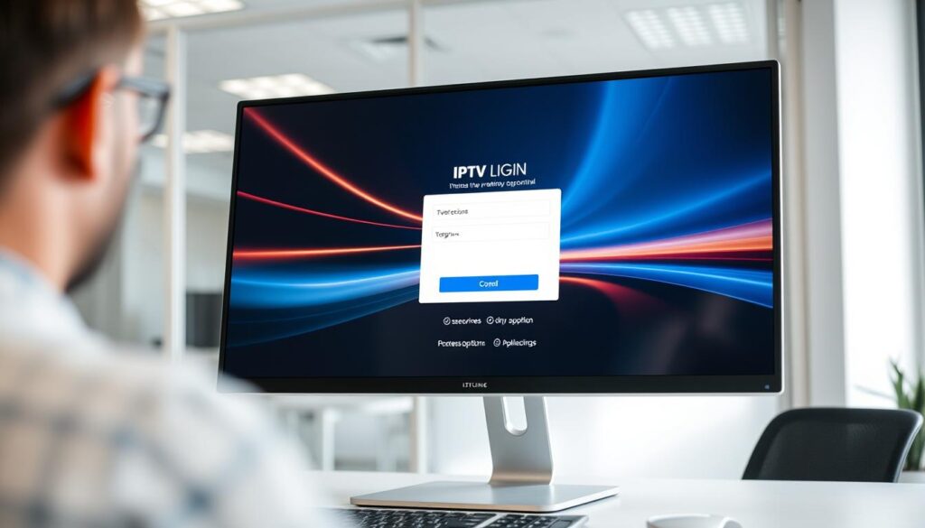 Secure IPTV login portal interface on a computer screen
