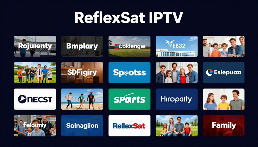 Generate an image illustrating ReflexSat IPTV's content diversity.