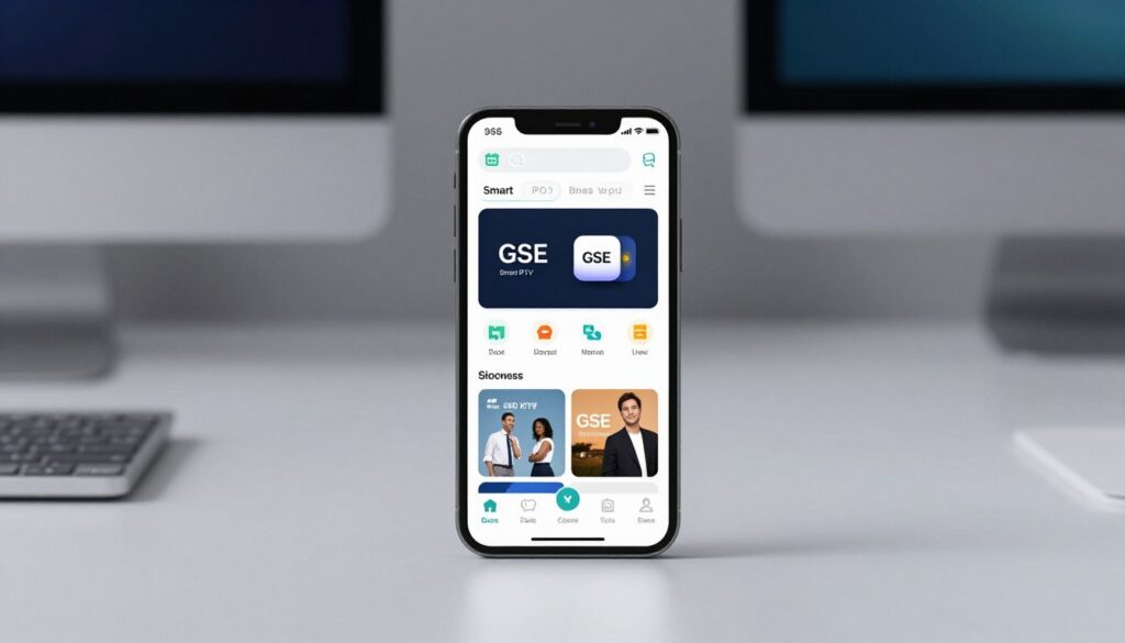 Generate an image of GSE Smart IPTV on an iPhone