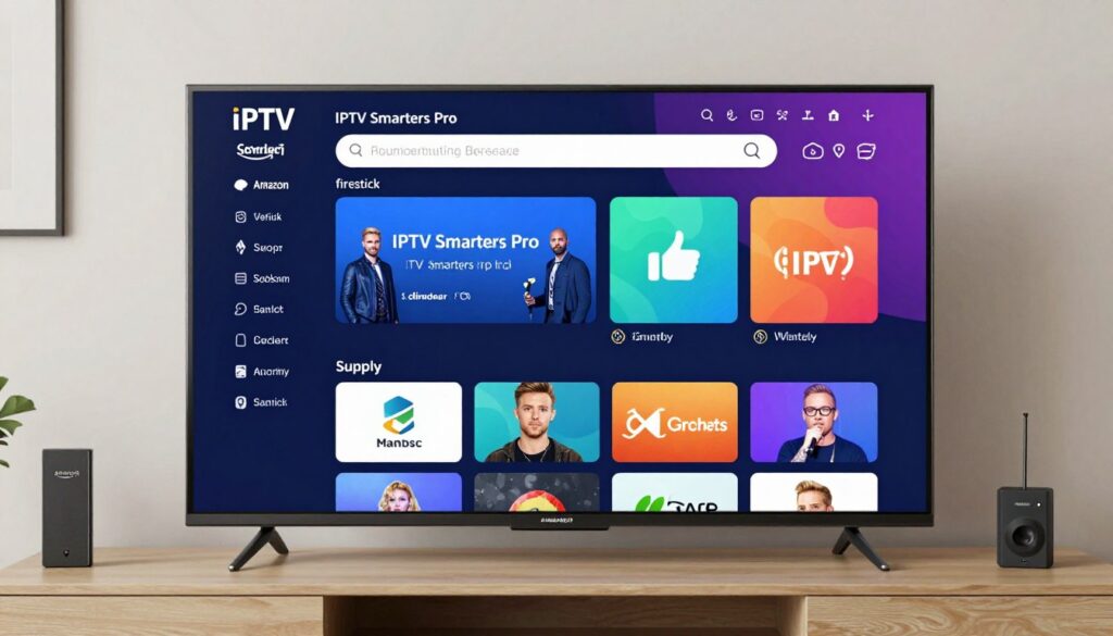 Generate an image of IPTV Smarters Pro on an Amazon Firestick