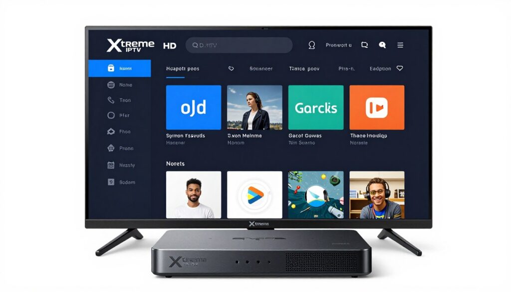 Generate an image of Xtreme HD IPTV's user interface on a streaming device