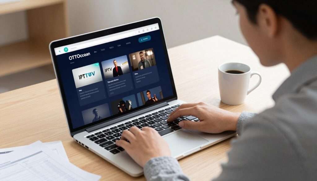 Generate an image of a user customising their IPTV package on OTTOcean.