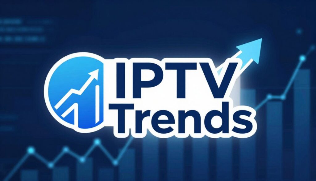Generate an image of the IPTV Trends logo with a trending graph theme.