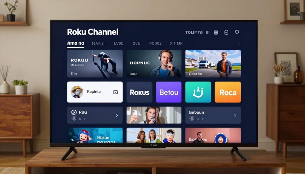 Generate an image of the Roku Channel interface. Generate an image of the Roku Channel interface.