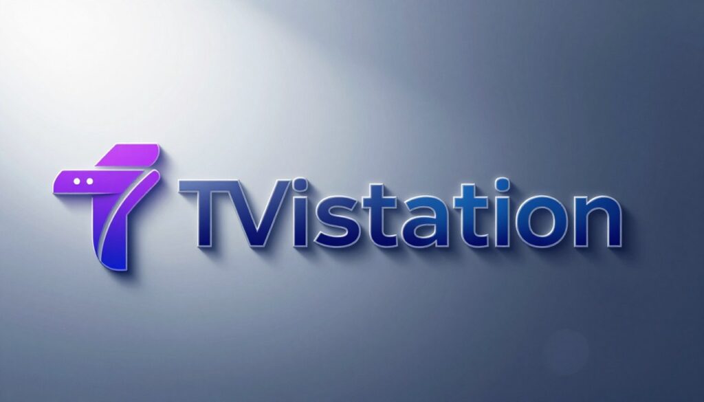Generate an image of the TiVistation logo with a futuristic theme.