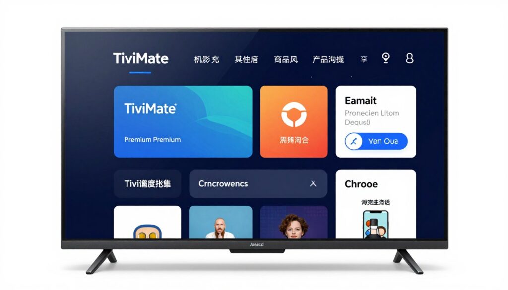 Generate an image of the TiviMate Premium interface on an Android TV screen