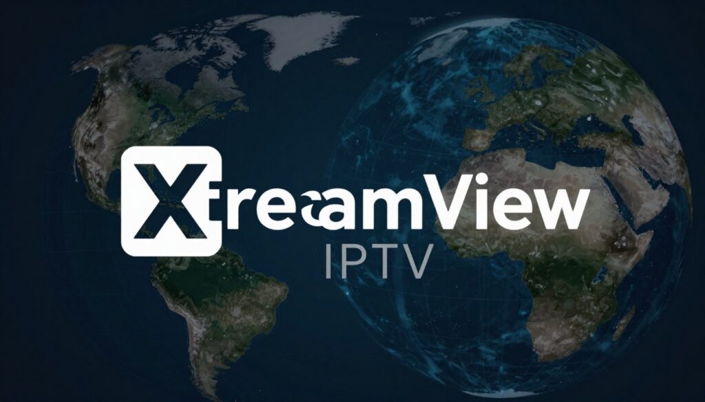Generate an image of the XtreamView IPTV logo with a view-themed design.
