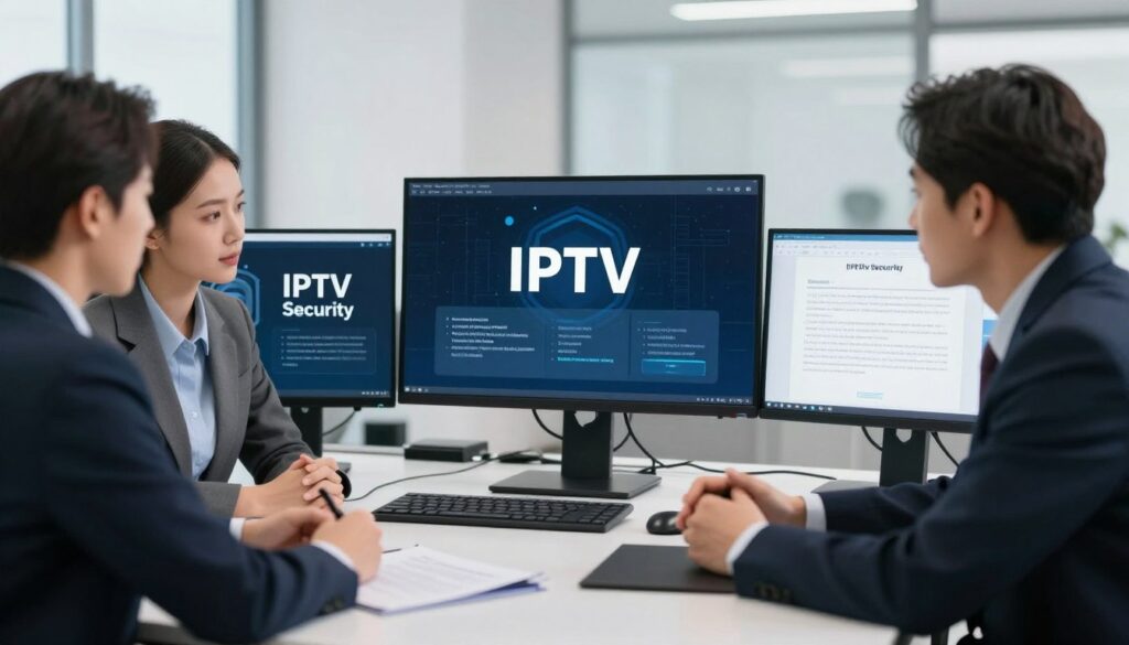 Generate an image representing IPTV security and legal aspects Generate an image representing IPTV security and legal aspects