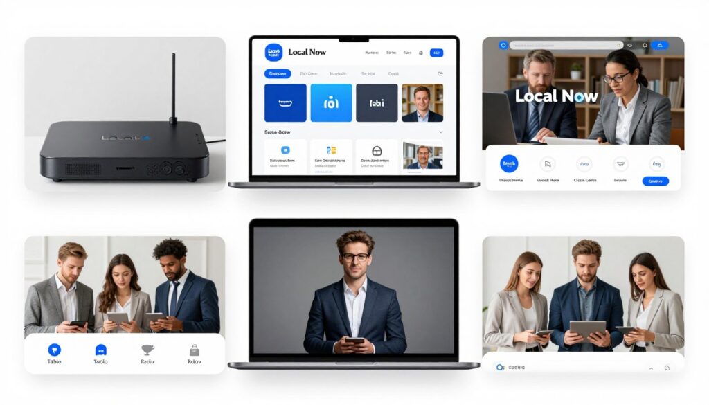 Generate an image representing Local Now and Tablo services. Generate an image representing Local Now and Tablo services.