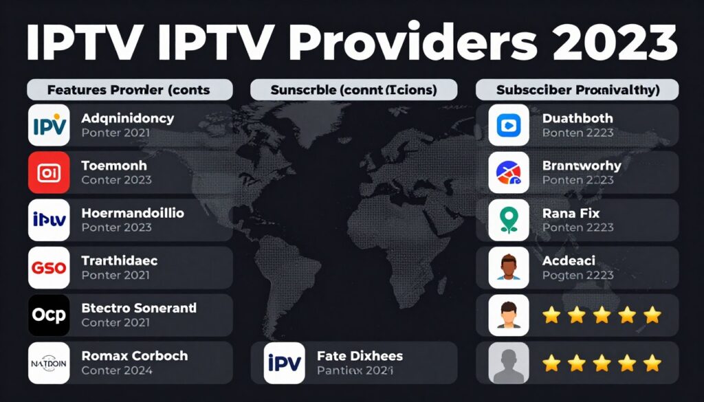 Generate an image representing the top IPTV TV providers in 2023