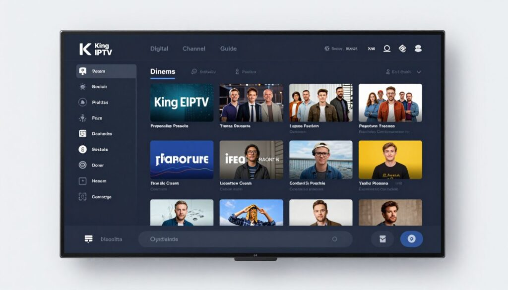 Generate an image showing King IPTV's channel guide.