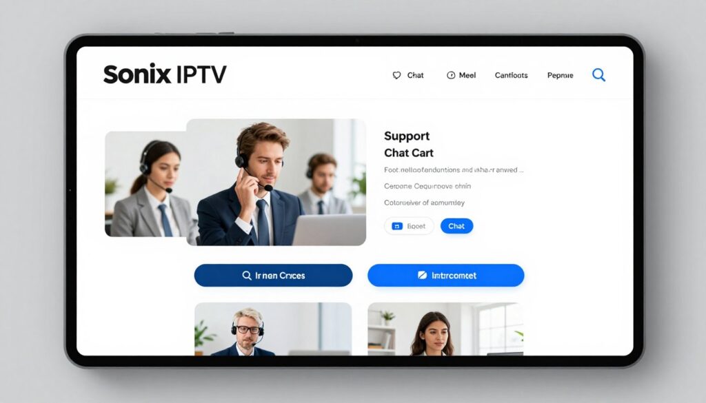 Generate an image showing Sonix IPTV's customer support interface
