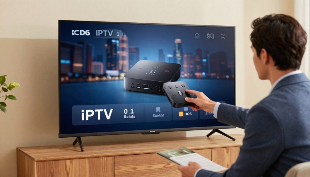 Image of a person setting up an IPTV service on their smart TV