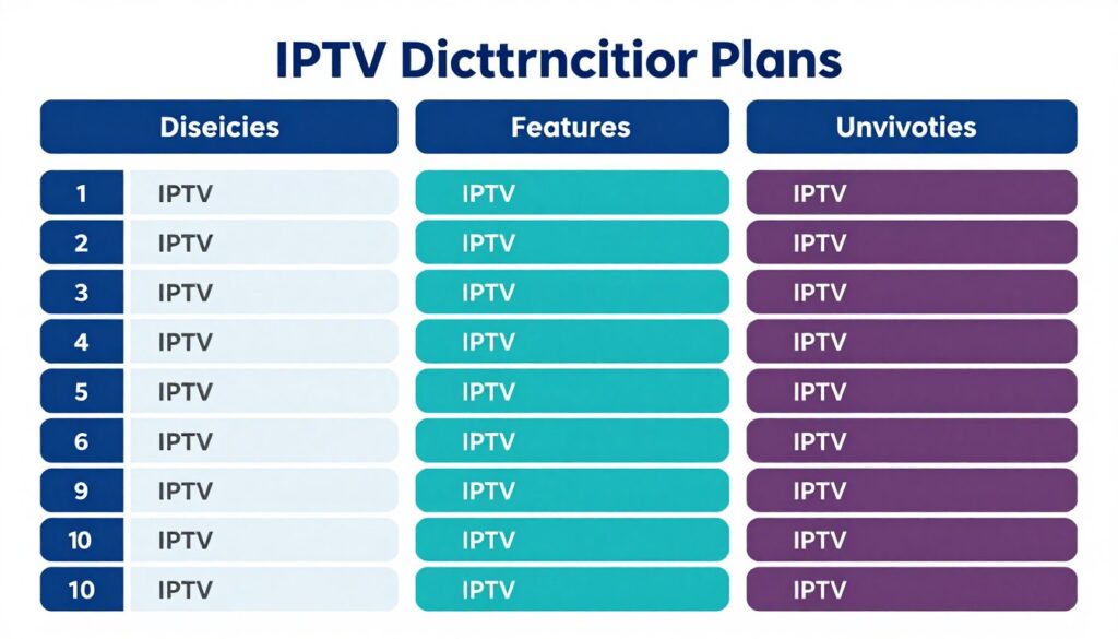 Image of various IPTV subscription plans comparison chart