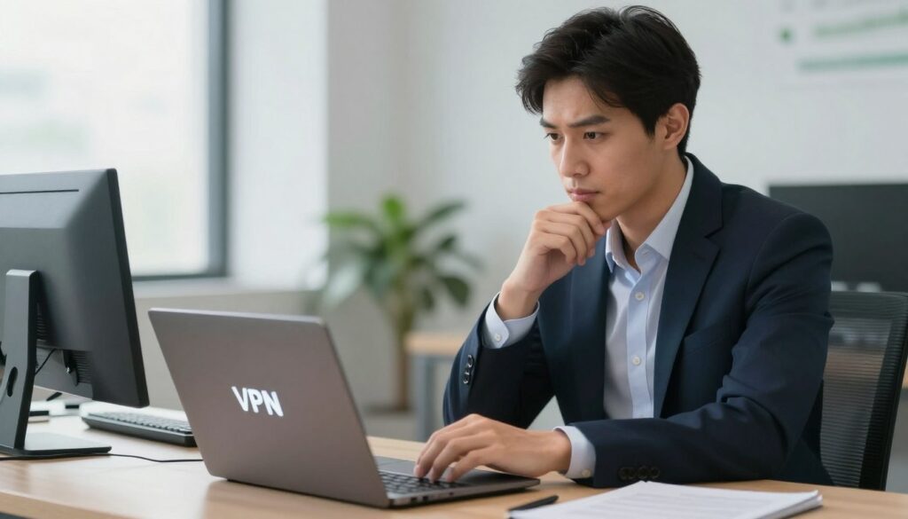 An image representing a person choosing a VPN for IPTV on their device