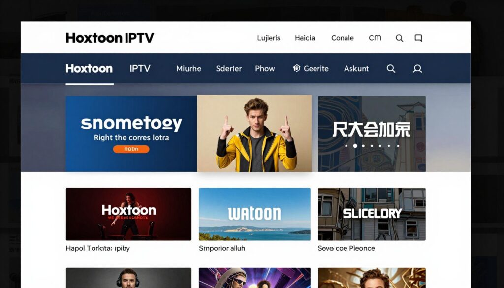 Generate an image of Hoxtoon IPTV's user interface, highlighting its ease of use and streaming stability.