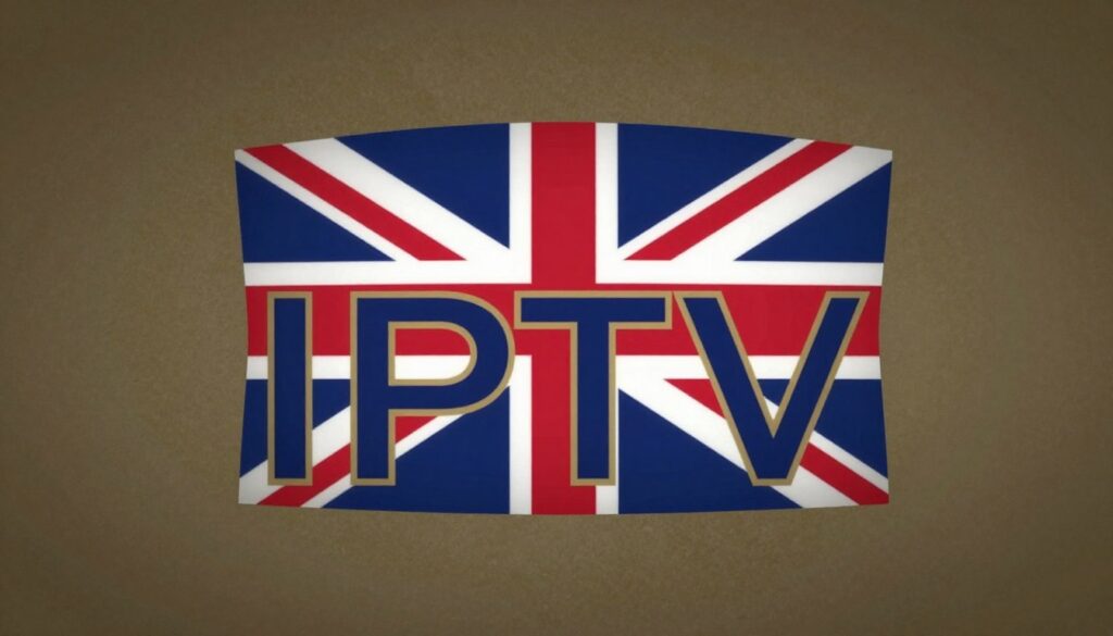 Generate an image of a British IPTV logo with a classic, elegant design.