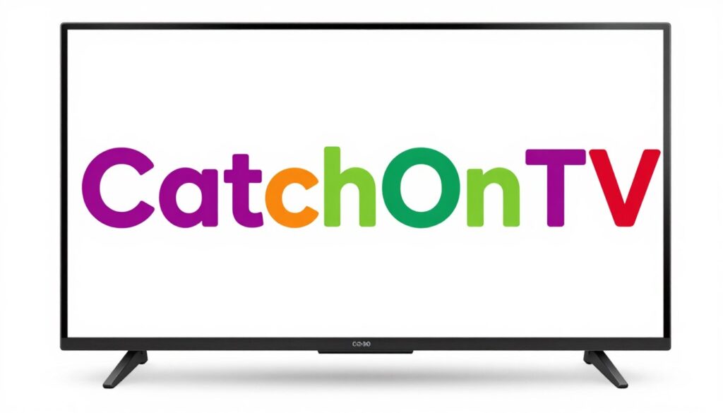 Generate an image of a CatchOn TV logo with a vibrant, multicultural design.