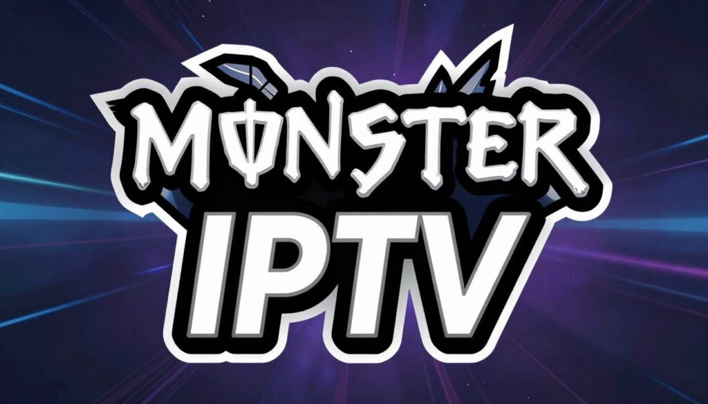 Generate an image of a Monster IPTV logo with a fierce, energetic design.