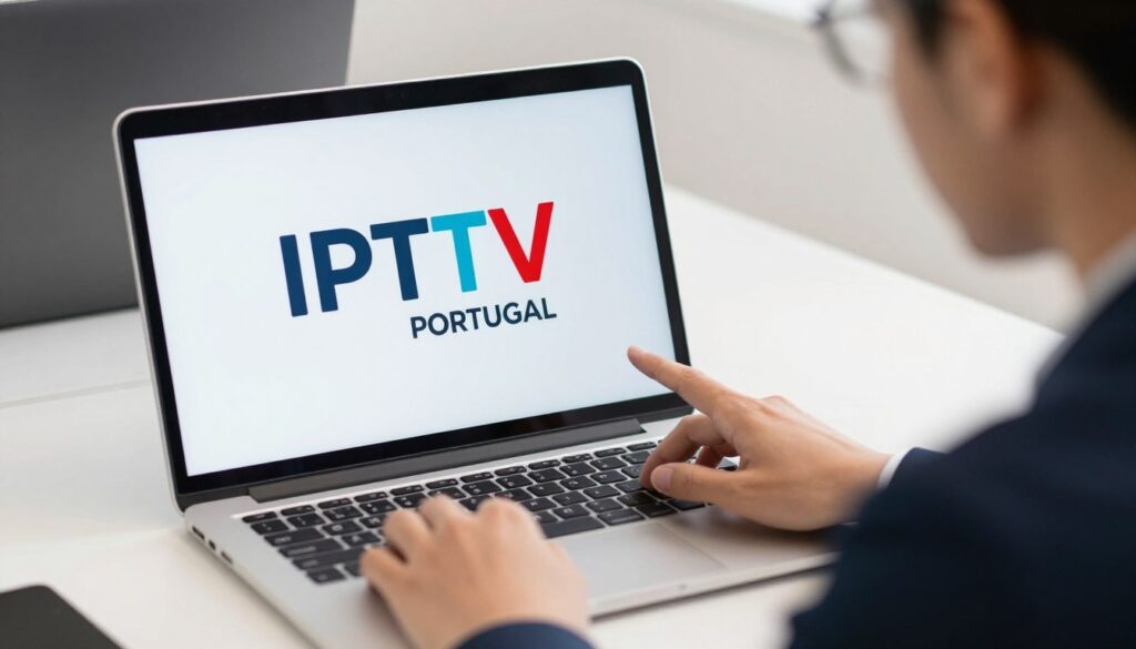 Generate an image of a person setting up IPTV Portugal on their device