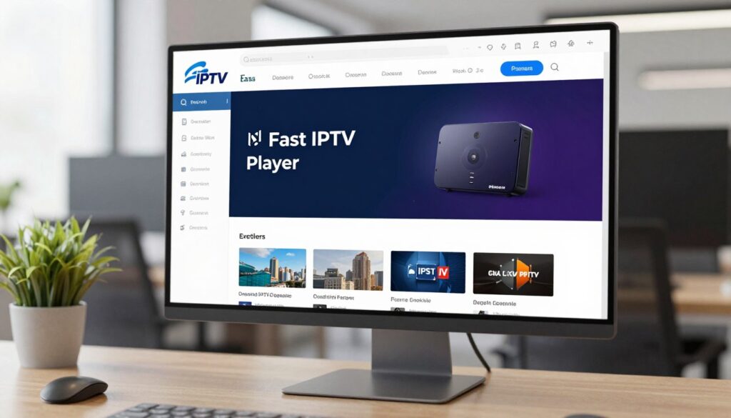Generate an image of the Fast IPTV Player interface on a computer screen.