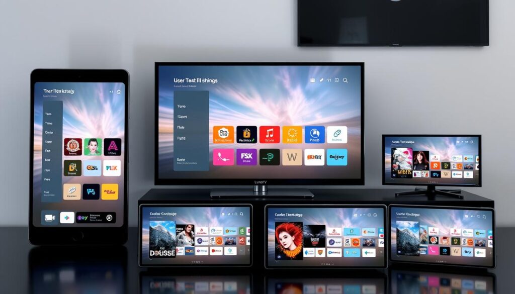 Generate an image of the LunoTV IPTV interface highlighting its clean design and straightforward navigation.