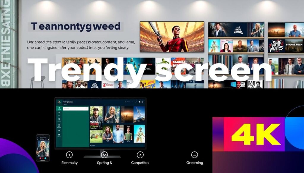 Generate an image representing Trendyscreen's comprehensive content library and 4K streaming capabilities.