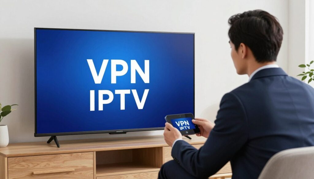 Image of a person using a VPN with IPTV on a smart TV